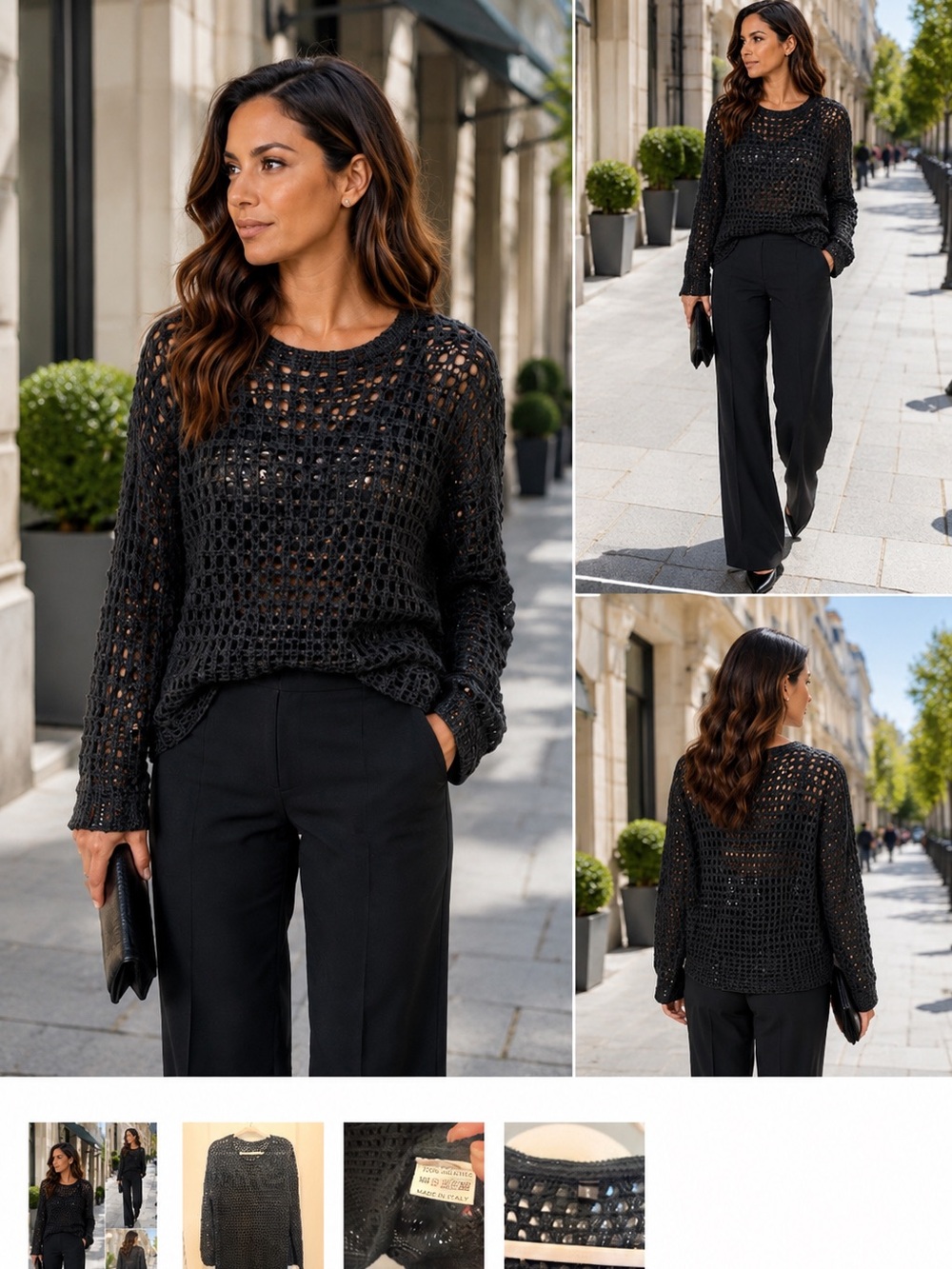 Black Open-Knit Women's Sweater - Classic Cozy Layer
